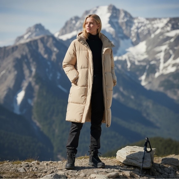 NWT Neutral Oversized Hooded Long Puffer Jacket Warm Winter Snow Coat Plus Sz 1X - Picture 3 of 9